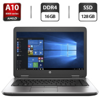 Ноутбук Б-класс HP ProBook 645 G3 / 14« (1366x768) TN / AMD A10-8730B (4 ядра по 2.4 - 3.3 GHz) / 16 GB DDR4 / 128 GB SSD / AMD Radeon R5 Graphics /