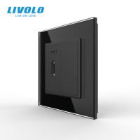 Розетка HDMI Livolo чорний скло (VL-C7FCHD-1BP)