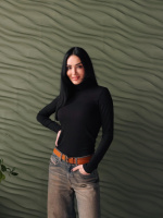 Жіночий гольф в рубчик «Made» оптом | Норма Чорний, 46-48