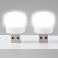 USB LED лампочка цилиндрическая, холодный свет белая