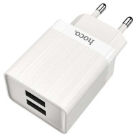 Сетевой адаптер питания Hoco C51A White зарядка 3.4А 2 USB-порта белый