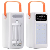 Повербанк Power Bank 40000 mAh со встроенными кабелями и фонариком