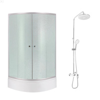 Комплект для душевої Latwa: Душева кабіна LLSC9090SATMIDFR2SET+Душева система на 3 споживача LDLAT1030WHI45427