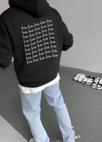 Худі чорне з мерчем ДТФ (оверсайз) | 78-510