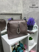 Темна пудра — два окремих відділення на блискавці - сумочка добре тримає форму, декорована прикрасою (0493)