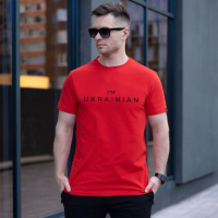 Футболка Pobedov Peremoga - I'M UKRAINIAN наклейка чорна Червоний