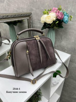 Капучино — натуральний замш — молодіжний каркасний клатч із кишенею спереду (2544-1)