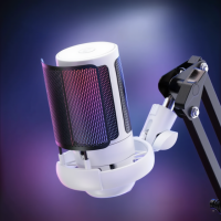 Микрофон для ПК и ноутбука ME6S для подкастов и стриминга с RGB-подсветкой USB ,шумоподавлением, кардиоидной диаграммой,белый