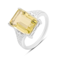 Серебряное кольцо CatalogSilver с Натуральным зеленим кварцем 7.113ct, фианитами, вес изделия 5,17 гр (2162346) 18.5 размер