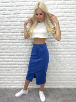 Спідниця міді з розрізом «Brooklyn» оптом | Розпродаж моделі Джинс, 42