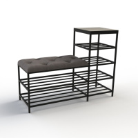 Банкетка для обуви Барселона-1 100см велюр серый/дуб платиновый 7-2-9005