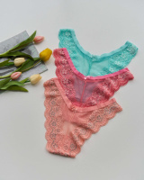 Жіночі мереживні трусики-бразиліана   M, L, XL   5 шт.