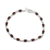 Серебряный браслет CatalogSilver с натуральным гранатом 8.146ct, вес изделия 8,03 гр (1765739) 1821 размер