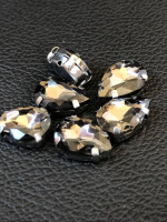 Страз (стекло)  в металлической оправе. Размер - 10×14 мм. Цвет - графитовый