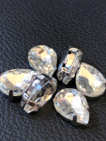 Страз (стекло)  в металлической оправе. Размер - 10×14 мм. Цвет - прозрачный