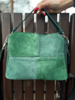 Натуральна замша. Зелена — три окремих відділення - стильна та елегантна сумочка (0554-5)