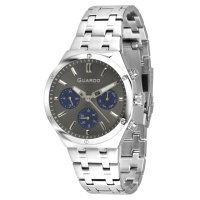 Чоловічий наручний годинник Guardo 012781-5 Silver-Grey з календарем та металевим браслетом