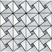 Самоклеющаяся алюминиевая плитка 300х300х3мм Серебро со стразами SW-00001325