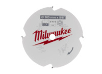Диск пиляльний по фіброцементу PFTE MILWAUKEE, діаметр 165х5/8х1,8мм, 4 зуб.