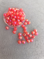 Акриловые бусины/ 8 мм / 10 грам(40шт) красный прозрачный с АБ