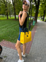 Жовто-синя - ФОРМАТ А4 - три окремих відділи - стильний та елегантний шопер (0547)