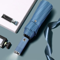 Зонт 98 см с Led-фонариком от дождя, солнца, диаметр, зонт автоматический,10 спиц, hazy-blue