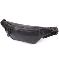 Привлекательная сумка-бананка для мужчин из натуральной зернистой кожи Shvigel 23127 Черный