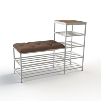 Банкетка для обуви Барселона-1 100см велюр коричневый/калифорнийский орех 1-4-9003