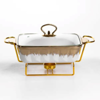 Мармітниця порцелянова 1 л прямокутна на металевій підставці 31х16х11 см ML789-11