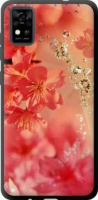 Чохол на телефон ZTE (Всі моделі) TPU чорний Глянсовий Рожеві квіти