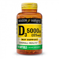 Витамин D3 5000 МЕ, Vitamin D3, Mason Natural, 100 гелевых капсул