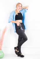 Жіночі чорні брюки-скінні з екошкіри