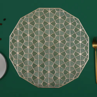 Сервировочная салфетка под горячее круглая 38х38 см, коврик сервировочный золотистый набор 2 шт