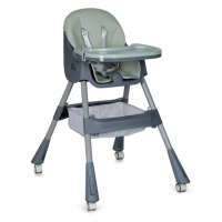 Дитячий стільчик для годування (M 5722) колеса, стопор, кошик для іграшок, м'ятний.