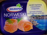 Топлений сирок Norweski Mlekpol (з кусочками лосося)150g.