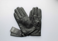 Мужские кожаные перчатки, подкладка махра черные