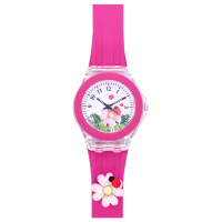Дитячий годинник Better 005 Flowers Pink-White для дівчаток, кварцовий зі стрілочним циферблатом