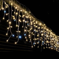 Xmas гірлянда LED 120 3.3Line Short curtain(Бульбашки/Бахрома)WW-2 5М Теп.білий Вул.+соедЧерн