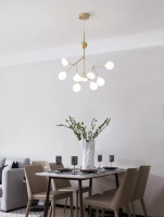 Люстра подвесная на 9 лампочек 26141 Золото 60-150х56х56 см.