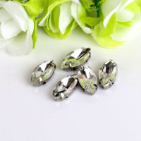 Страз (стекло)  в металлической оправе. Размер - 7×15 мм. Цвет- прозрачный