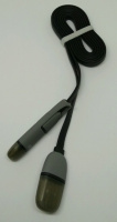 Кабель USB 2 в 1 microUSB/IPHONE з овальним з кришкою в упаковці