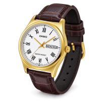 Чоловічий годинник Casio MTP-V006GL-7B Класичний стиль з білим циферблатом та шкіряним ремінцем