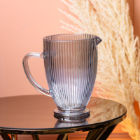 Глечик для напоїв 1,2 л фігурний прозорий ребристий із товстого скла, блакитний