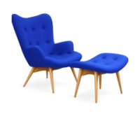Крісло Флоріно з банкеткою синя тканина