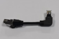 Патч-корд литой UTP, RJ45(прямой/угловой), неэкранированный, UTP5e 0.13m, patch D=4.9mm AWG26 1x90° CU, черный, Q200