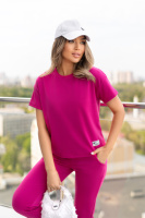 Літній спортивний костюм жіночий «Restart» | Норма і батал Малиновий, 46-48