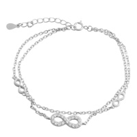 Серебряный браслет CatalogSilver с фианитами, вес изделия 2,87 гр (2080220) 1720 размер