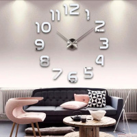 Настенные 3D часы 120 см серые ZH002