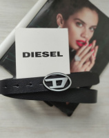 Кожаный ремень Diesel black 2.7 см пряжка хром