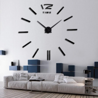 3D настенные часы, бескаркасные часы, часы наклейка 90-120см Черный